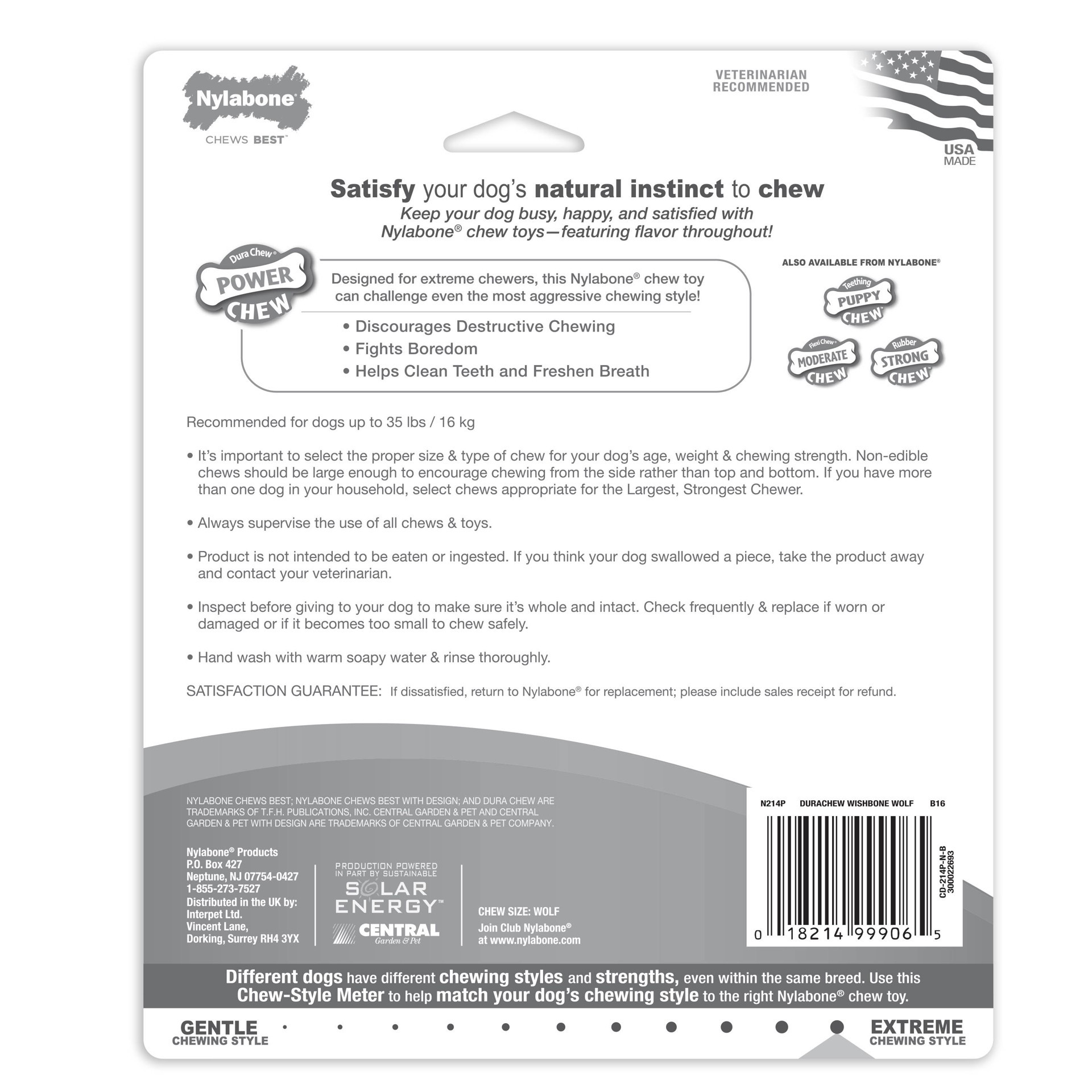 slide 3 of 9, Nylabone Flexi Chew Wishbone Dog Toy Original Medium/Wolf - Up to 35 lbs.(1 Count), 1 ct