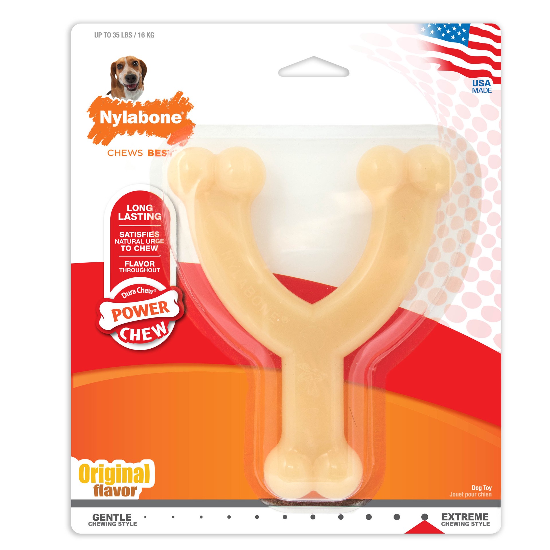 slide 1 of 9, Nylabone Flexi Chew Wishbone Dog Toy Original Medium/Wolf - Up to 35 lbs.(1 Count), 1 ct
