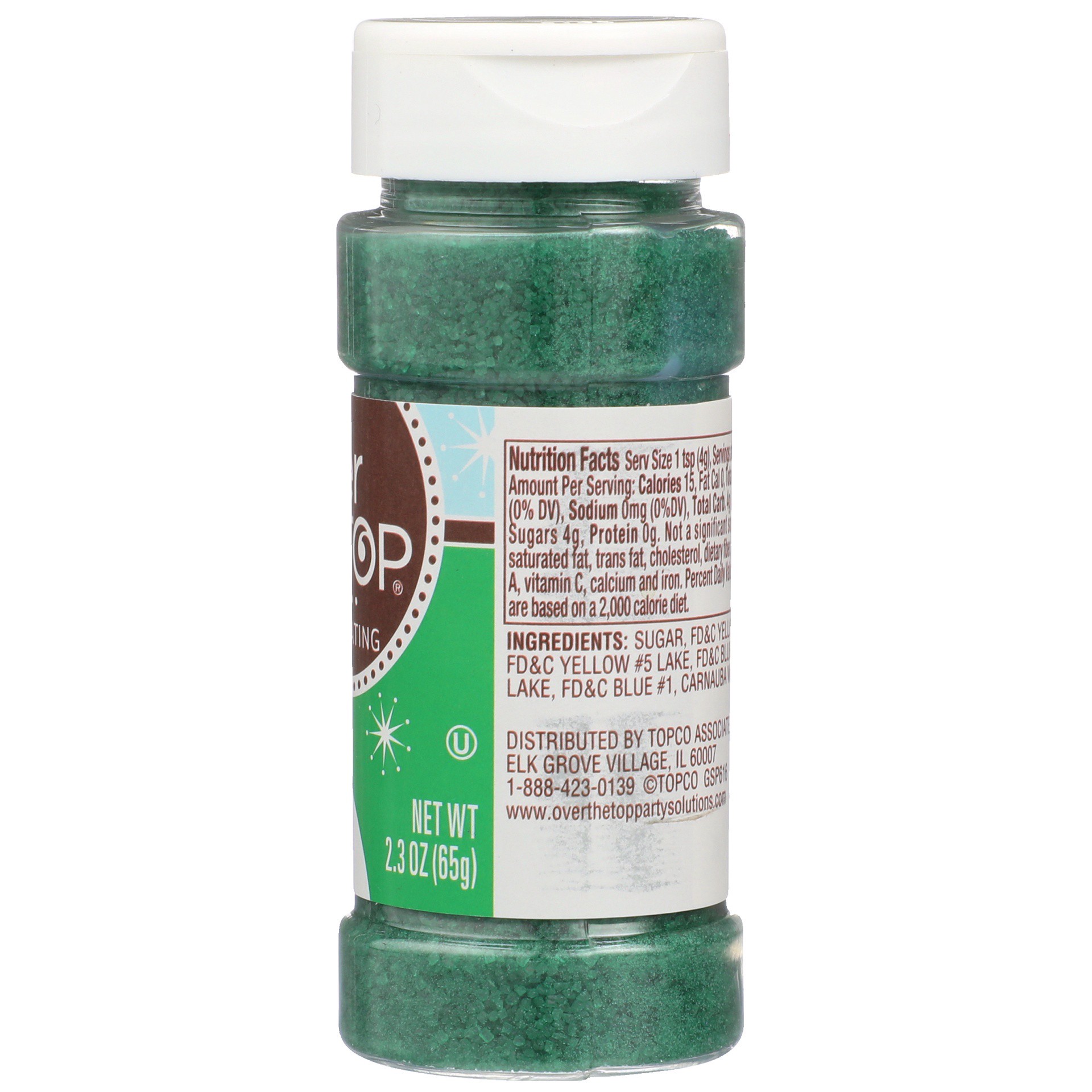 slide 4 of 6, Over The Top Glam Green Sanding Sugar, 2.3 oz