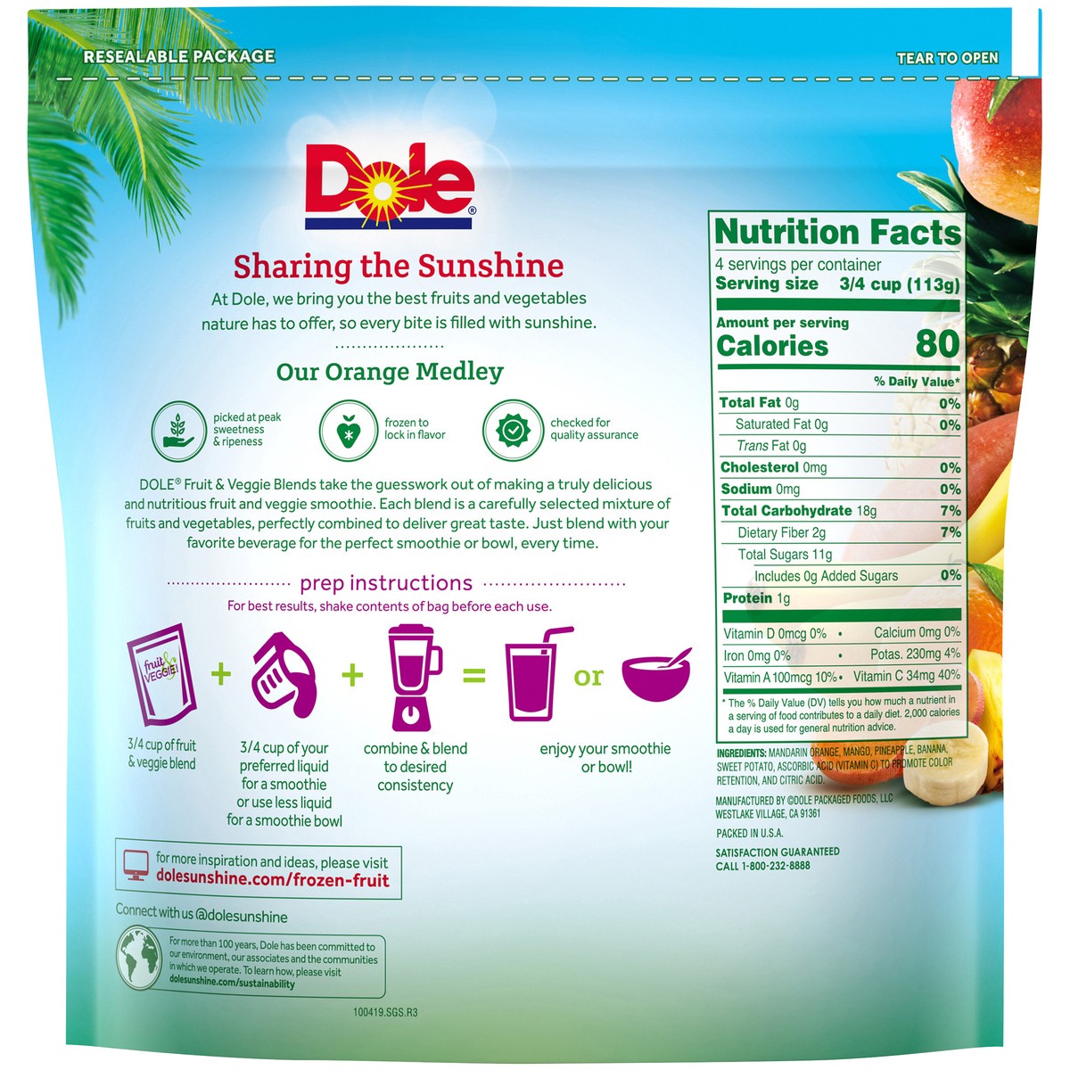 slide 6 of 9, Dole Fruit & Veggie Blends, 16 oz