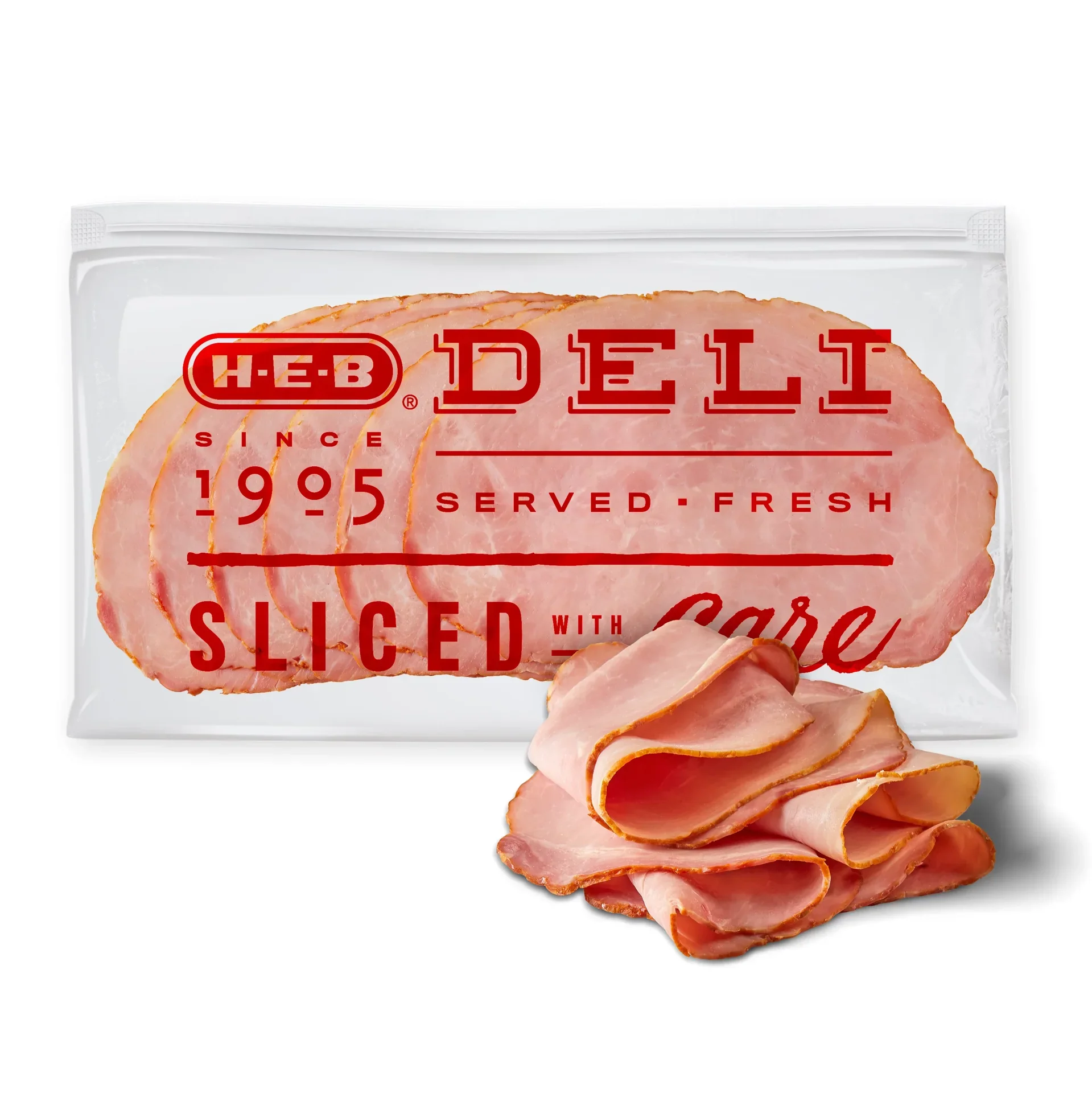 slide 1 of 1, H-E-B Deli Uncured Old Fashioned Ham off the Bone, Sandwich Sliced, per lb