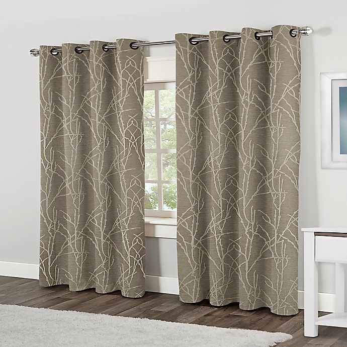 slide 1 of 1, Finesse Grommet Top Window Curtain Panel Pair - Natural, 84 in