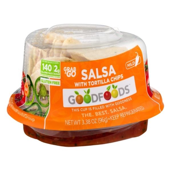 slide 1 of 1, Goodfoods Grab & Go Salsa With Tortilla Chips, 3.38 oz