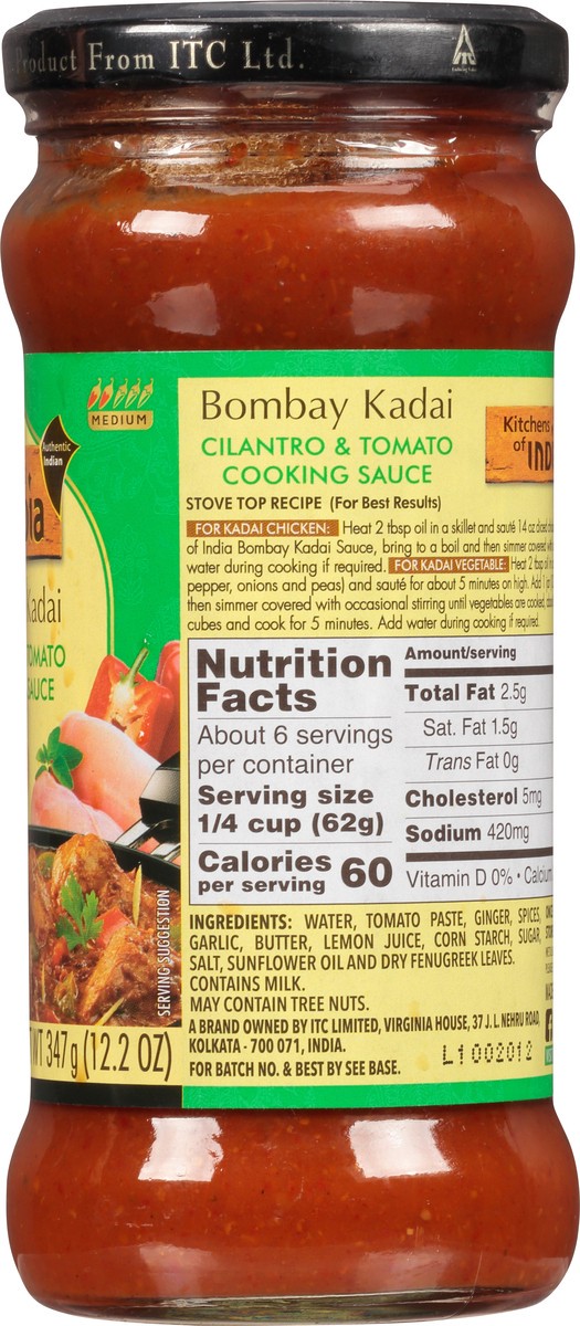 slide 4 of 13, Kitchens of India Medium Bombay Kadai Cilantro & Tomato Cooking Sauce 347 g, 347 g