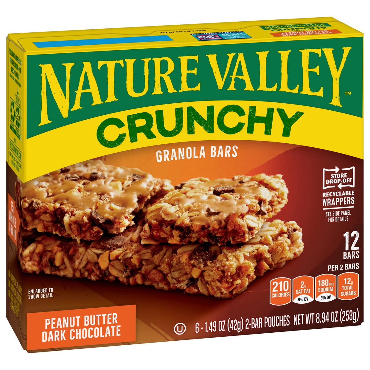 slide 8 of 9, Nature Valley Crunchy Granola Bars, Peanut Butter Dark Chocolate, 12 bars, 6 ct