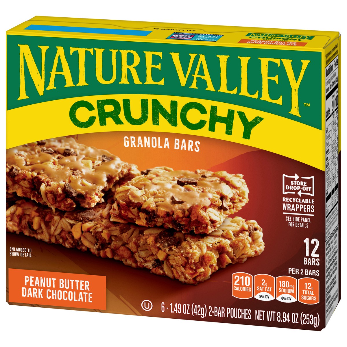 slide 9 of 9, Nature Valley Crunchy Granola Bars, Peanut Butter Dark Chocolate, 12 bars, 6 ct