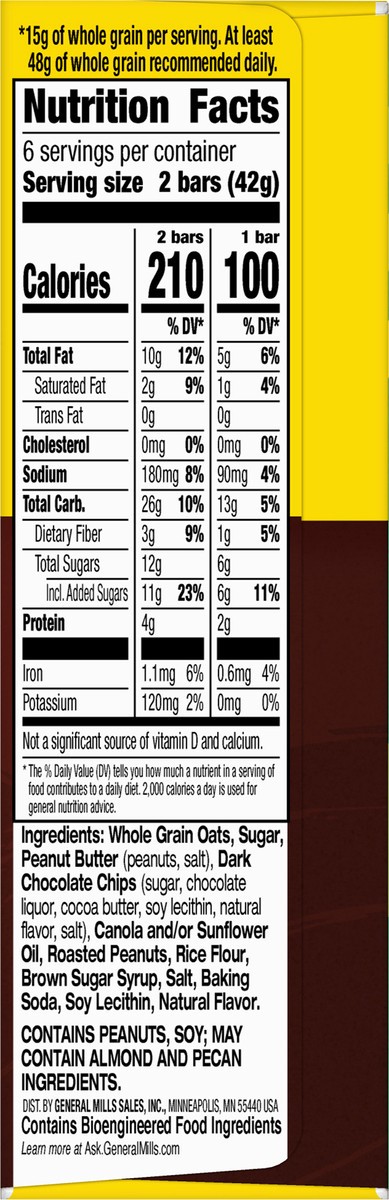 slide 4 of 9, Nature Valley Crunchy Granola Bars, Peanut Butter Dark Chocolate, 12 bars, 6 ct