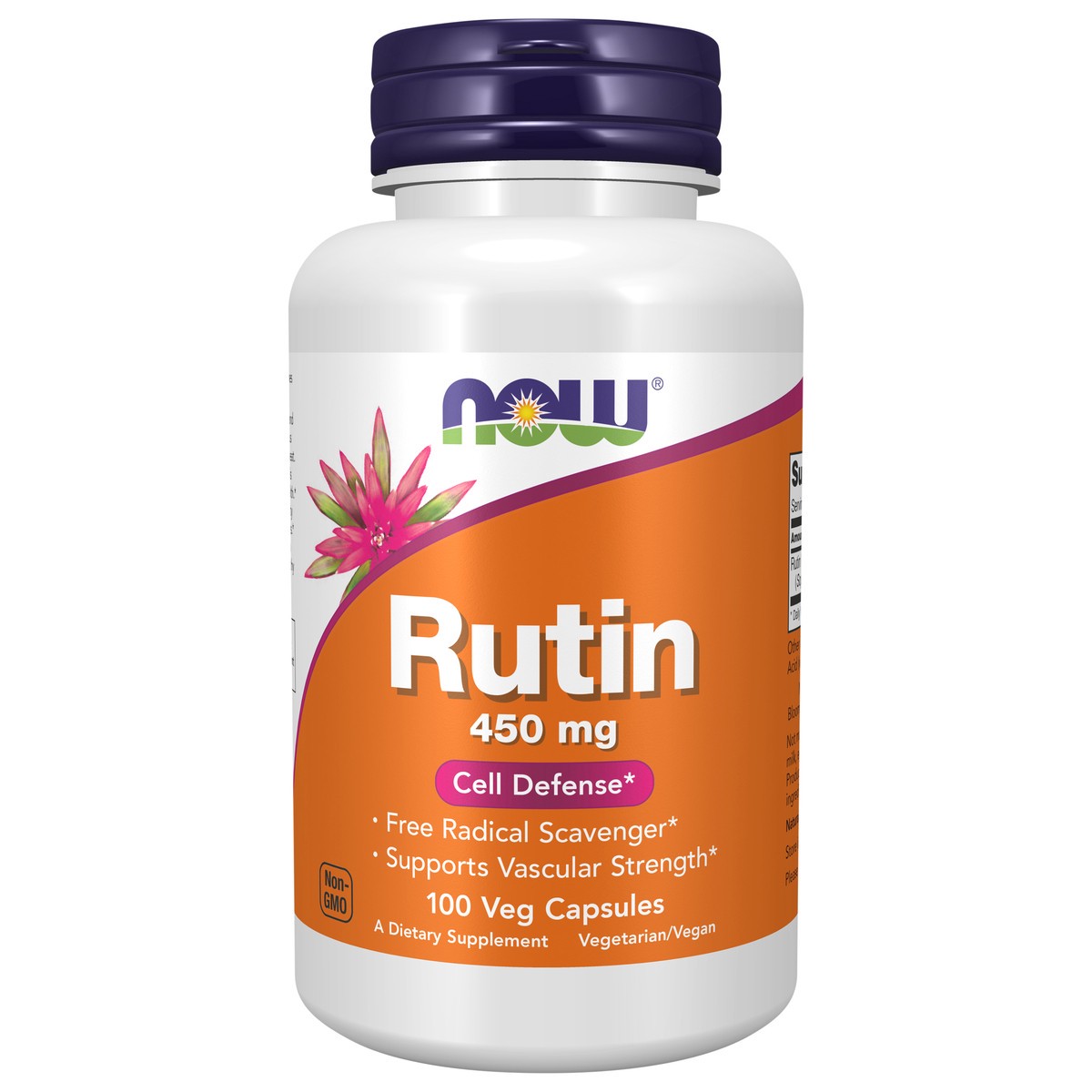 slide 1 of 4, NOW Rutin 450 mg - 100 Veg Capsules, 100 ct