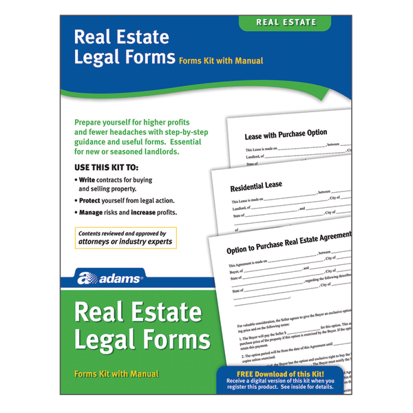 slide 1 of 2, Adams Real Estate Legal Forms Kit, 1 ct