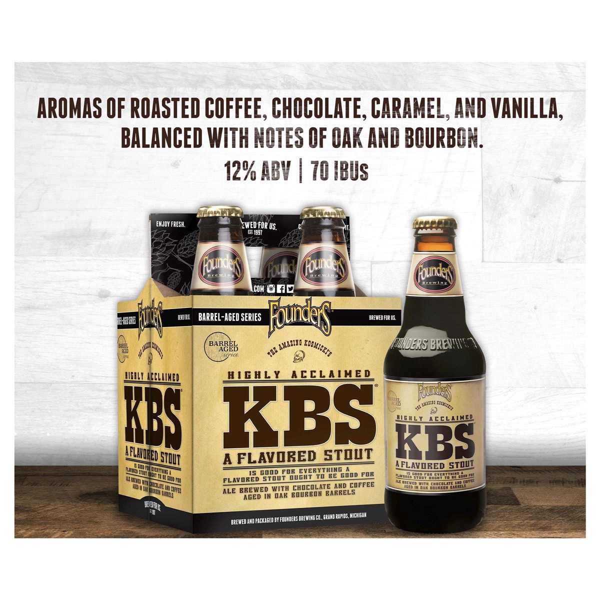 slide 5 of 21, Founders Brewing Co. KBS, Bourbon Barrel-Aged Imperial Stout Beer, 4 ct; 12 oz