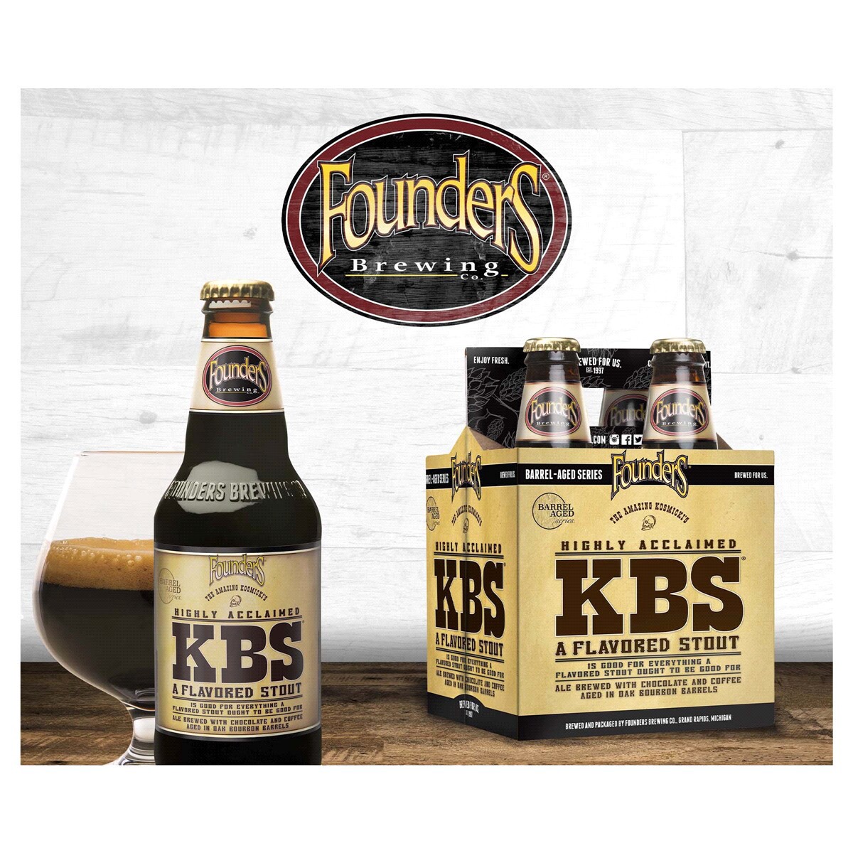 slide 9 of 21, Founders Brewing Co. KBS, Bourbon Barrel-Aged Imperial Stout Beer, 4 ct; 12 oz