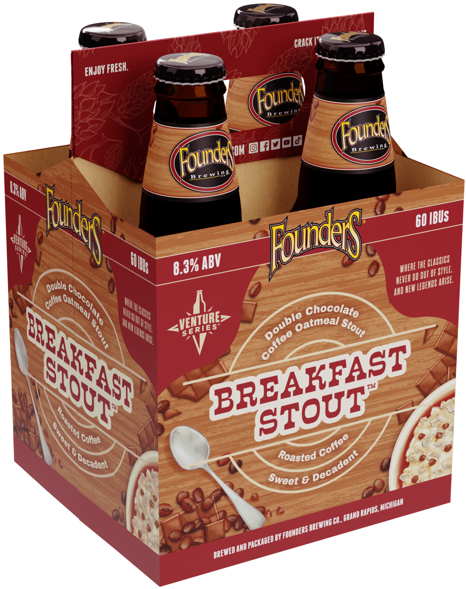 slide 1 of 1, Founders Brewing Co. Breakfast Stout, Oatmeal Stout Beer, 4 ct; 12 oz