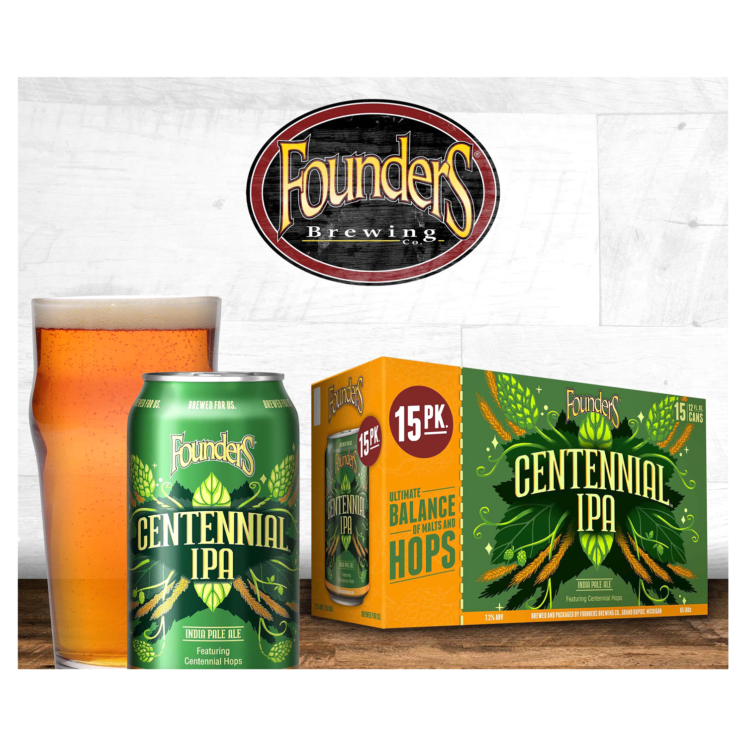 slide 4 of 4, Founders Brewing Co. Centennial IPA, American IPA Beer, 15 ct; 12 oz