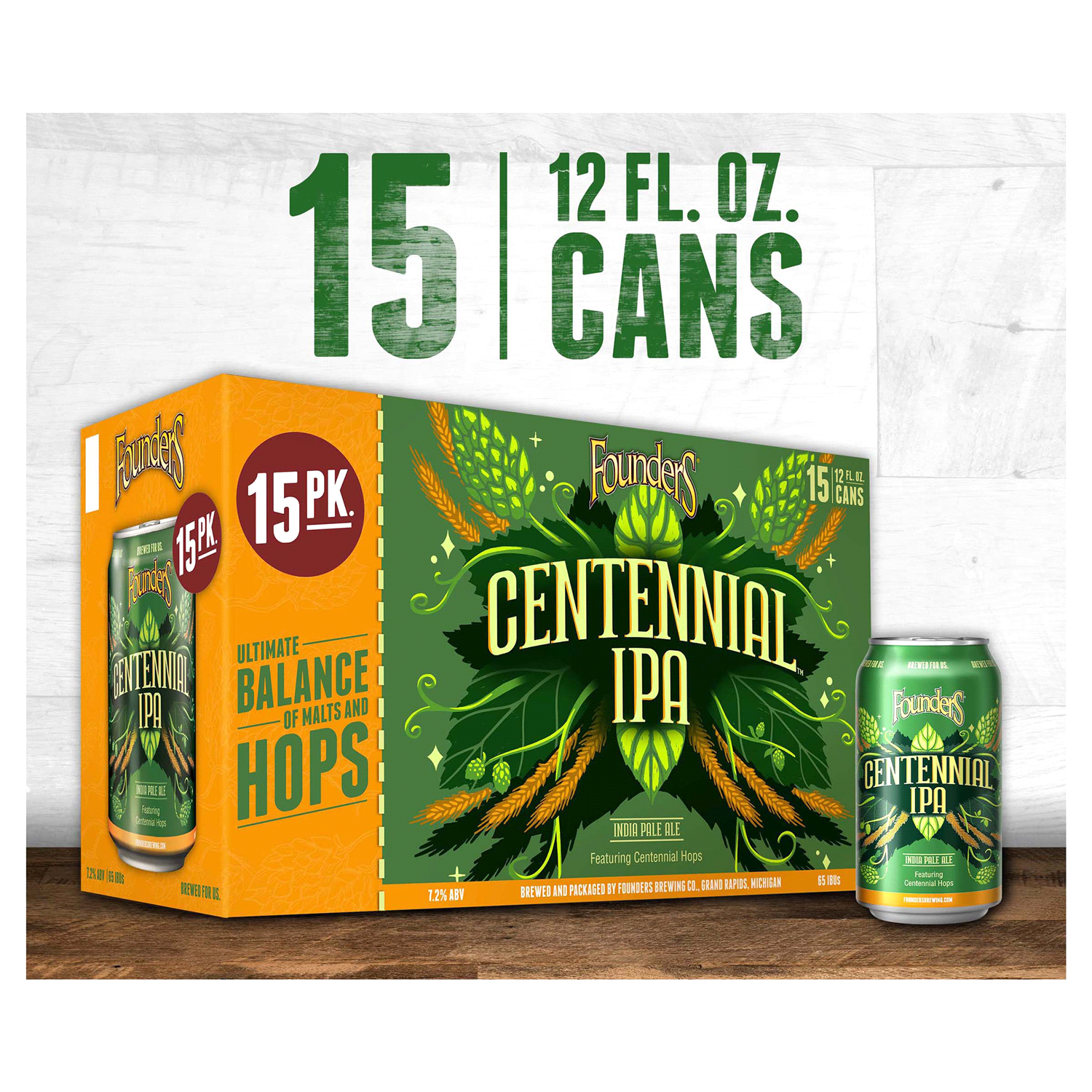 slide 1 of 4, Founders Brewing Co. Centennial IPA, American IPA Beer, 15 ct; 12 oz