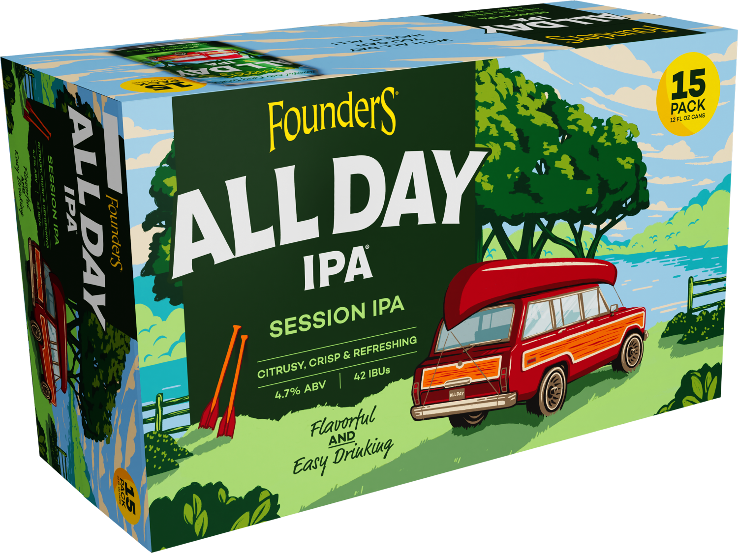 slide 1 of 1, Founders Brewing Co. All Day IPA, 15 Pack, 12 Fl oz Cans, 4.7% ABV, 15 ct; 12 oz