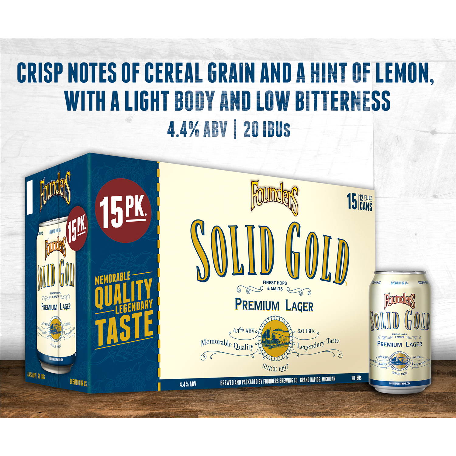 slide 2 of 4, Founders Brewing Co. Solid Gold, Premium Lager Beer, 15 ct; 12 oz