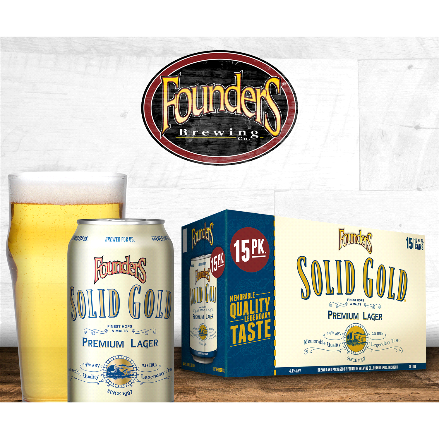 slide 4 of 4, Founders Brewing Co. Solid Gold, Premium Lager Beer, 15 ct; 12 oz