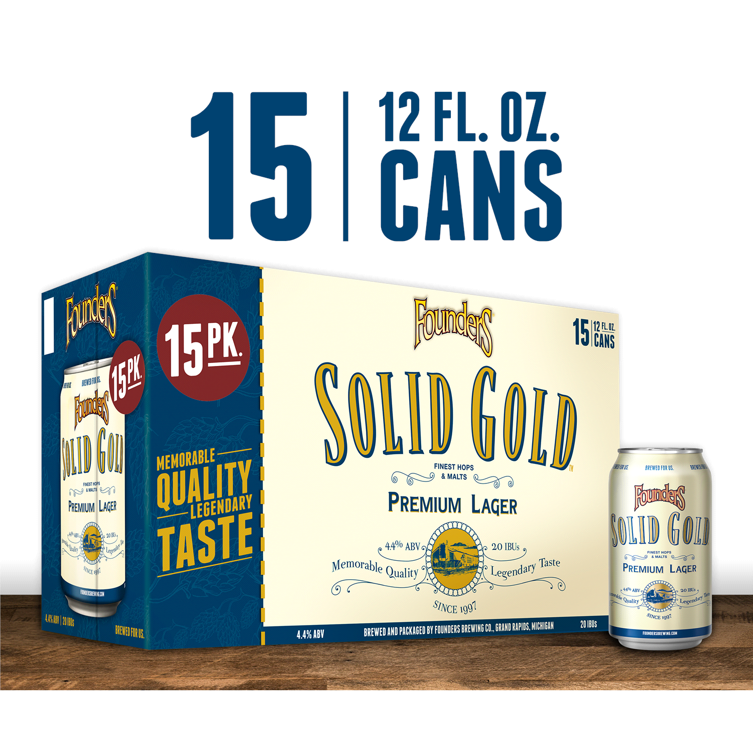 slide 1 of 4, Founders Brewing Co. Solid Gold, Premium Lager Beer, 15 ct; 12 oz