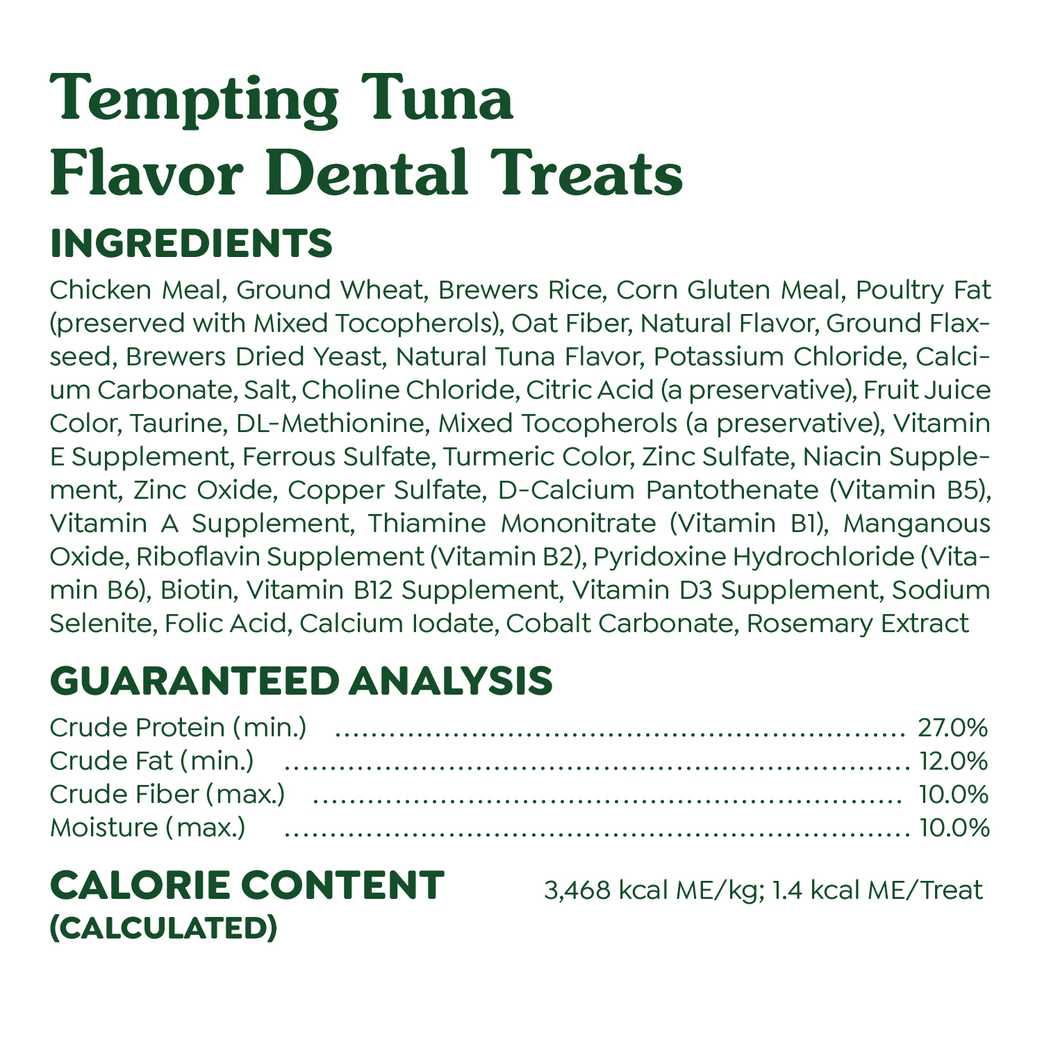 slide 3 of 8, Greenies Premium Dental Treats Tempting Tuna Flavor Cat Treats 60 g, 2.1 oz