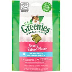 Greenies Premium Dental Treats Savory Salmon Flavor Cat Treats 60 g
