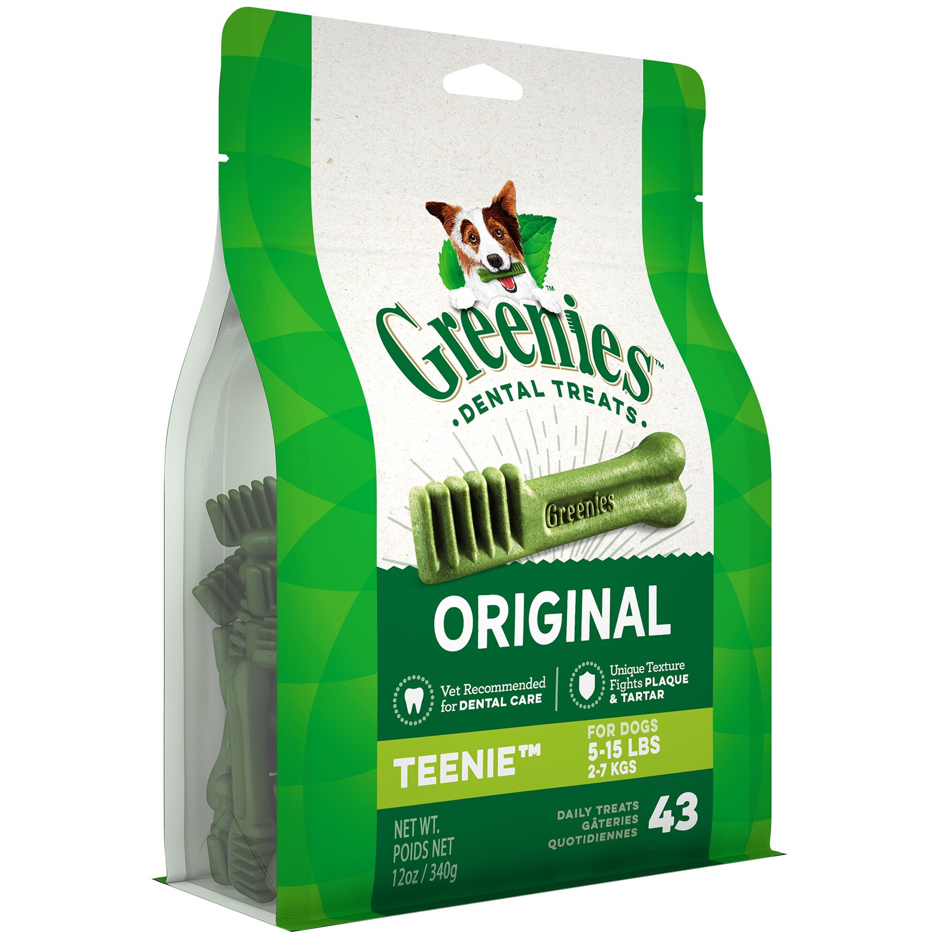 slide 6 of 6, Greenies Adult Natural Dental Dog Treats Teenie Size, Original Flavor, 12 oz. Pack, 43 Count, 12 oz