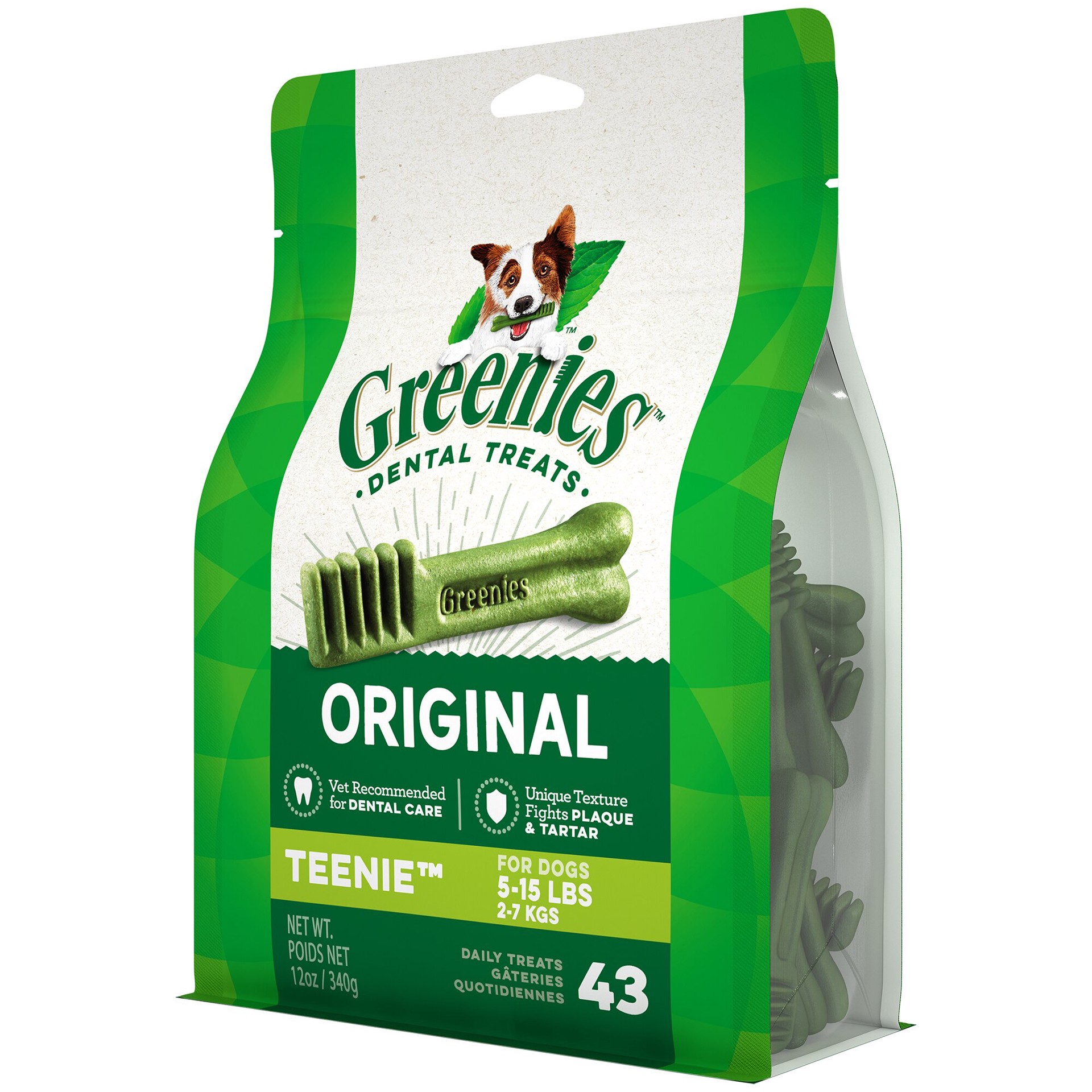 slide 5 of 6, Greenies Adult Natural Dental Dog Treats Teenie Size, Original Flavor, 12 oz. Pack, 43 Count, 12 oz