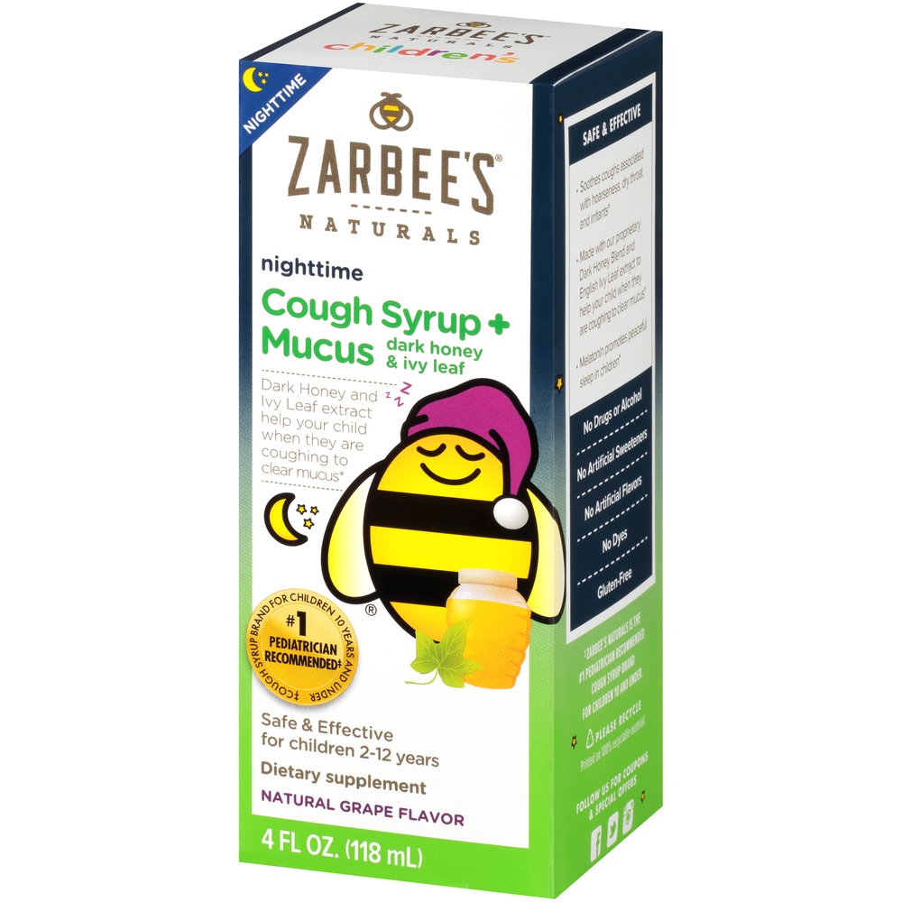 slide 3 of 6, Zarbee's Naturals Children's Grape Flavored Nighttime Cough Syrup Mucus Relief, 4 fl oz