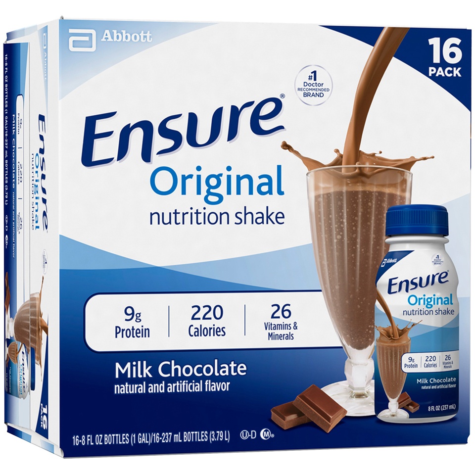 slide 2 of 5, Ensure Original Nutrition Shake Milk Chocolate Ready-to-Drink 16-8 fl oz Bottles, 16 ct; 8 oz