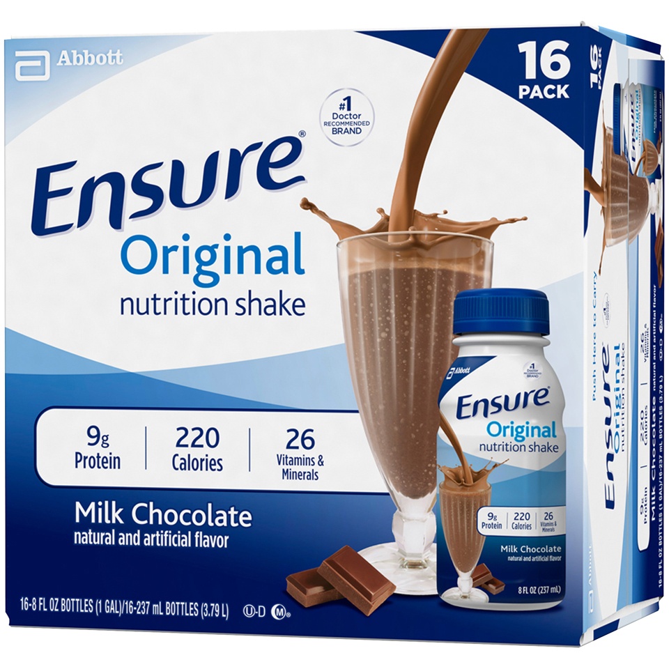 slide 3 of 5, Ensure Original Nutrition Shake Milk Chocolate Ready-to-Drink 16-8 fl oz Bottles, 16 ct; 8 oz