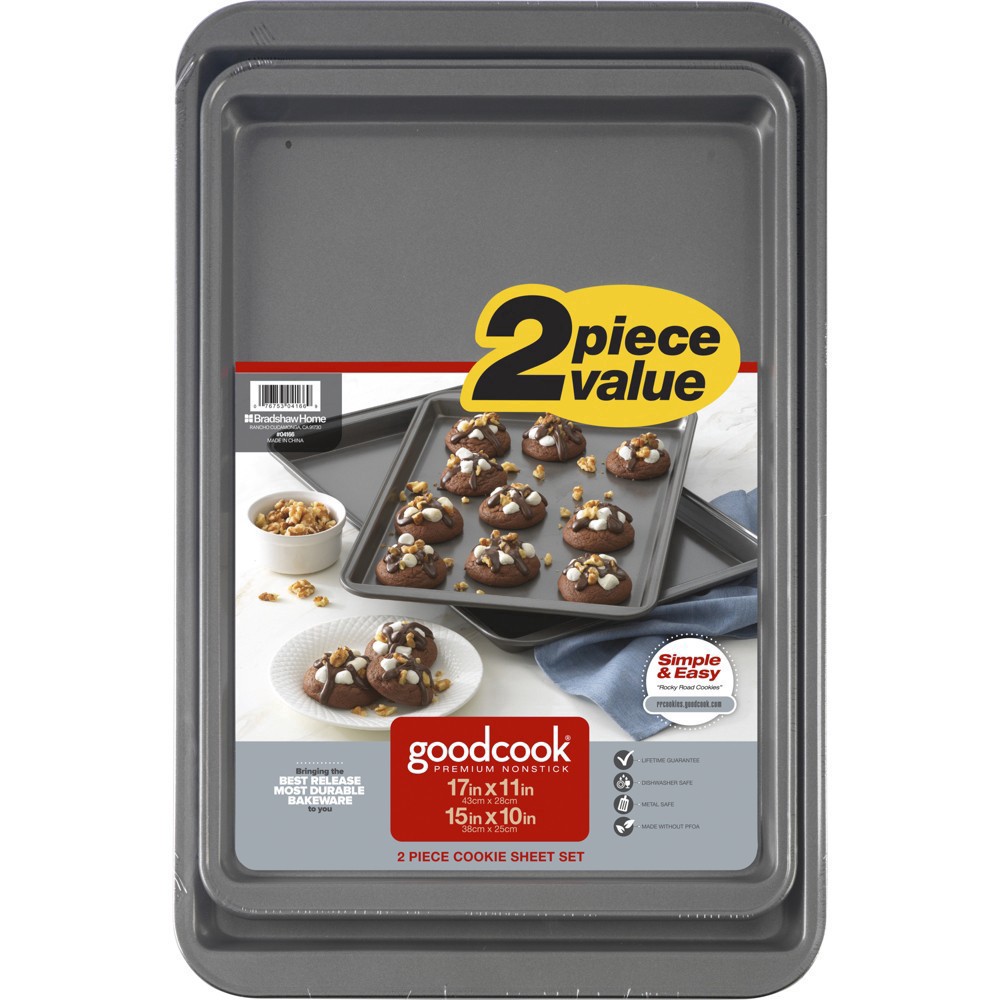 slide 6 of 7, Good Cook Ready 2pk Cookie Sheets (17"x11" and 15"x10"), 2 ct