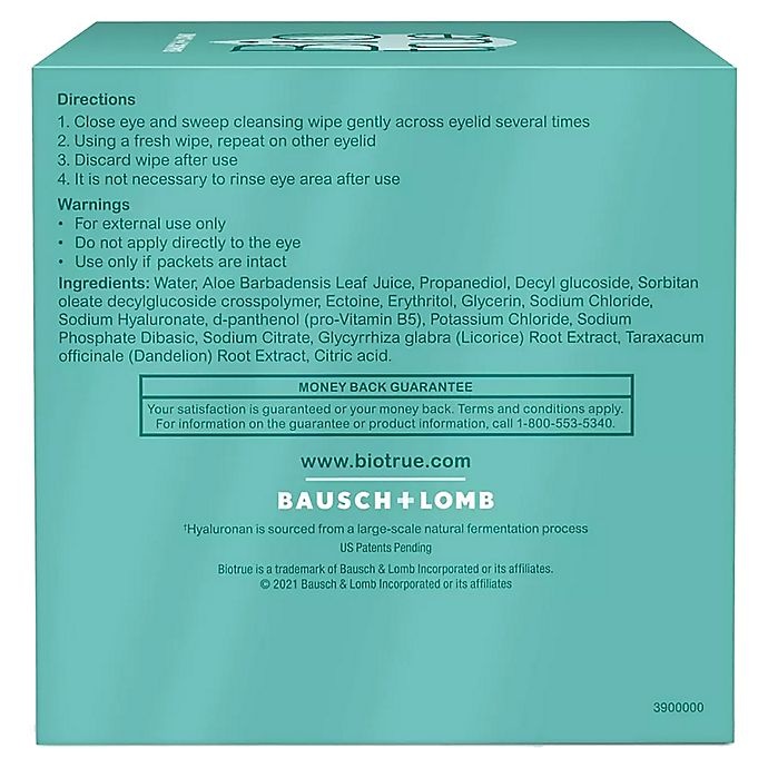 slide 2 of 2, Bausch + Lomb Biotrue Micellar Eyelid Cleansing Wipes, 30 ct