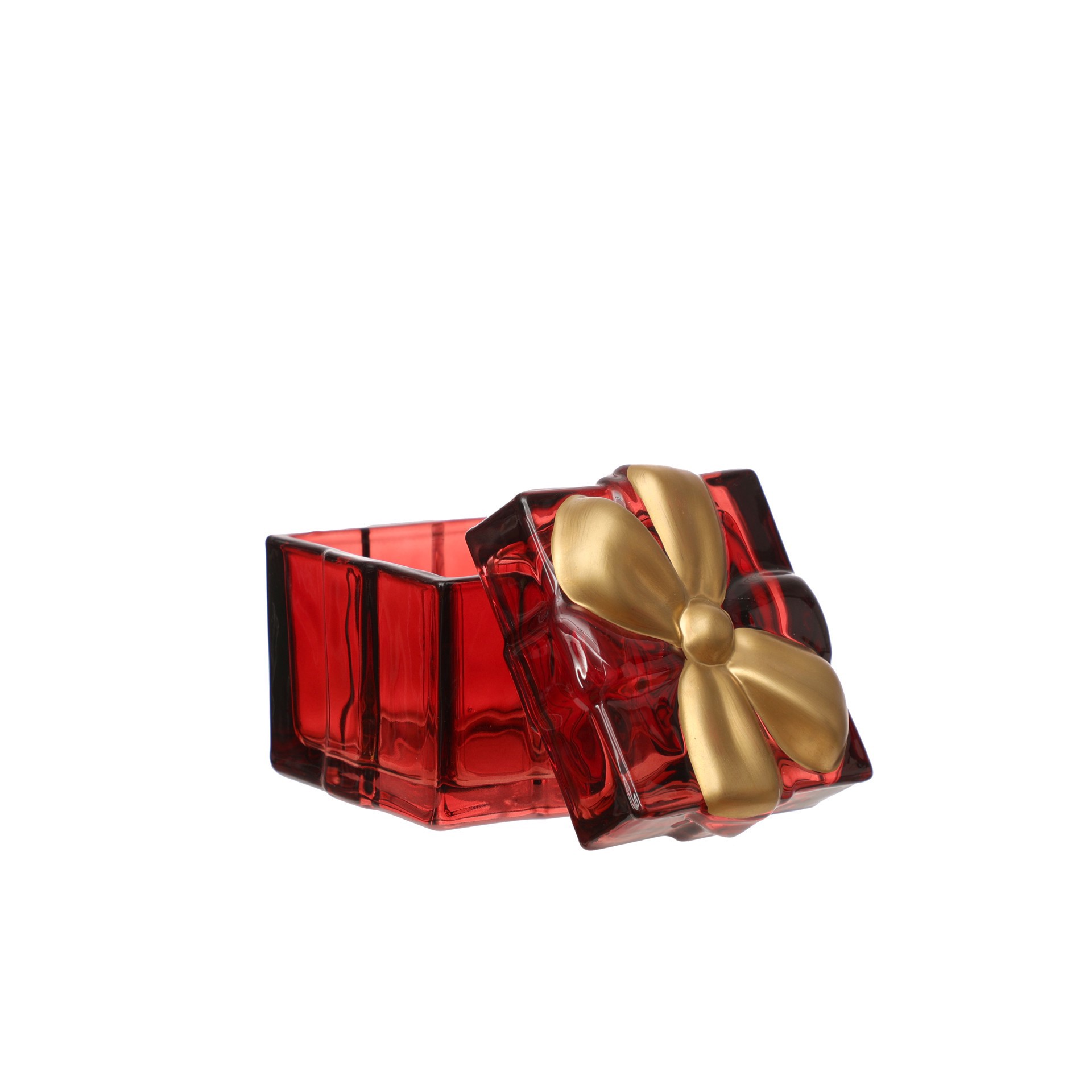 slide 2 of 3, 4.5" Burgundy Gift Box Glass Decorative Container By Ashland, 4.5 in