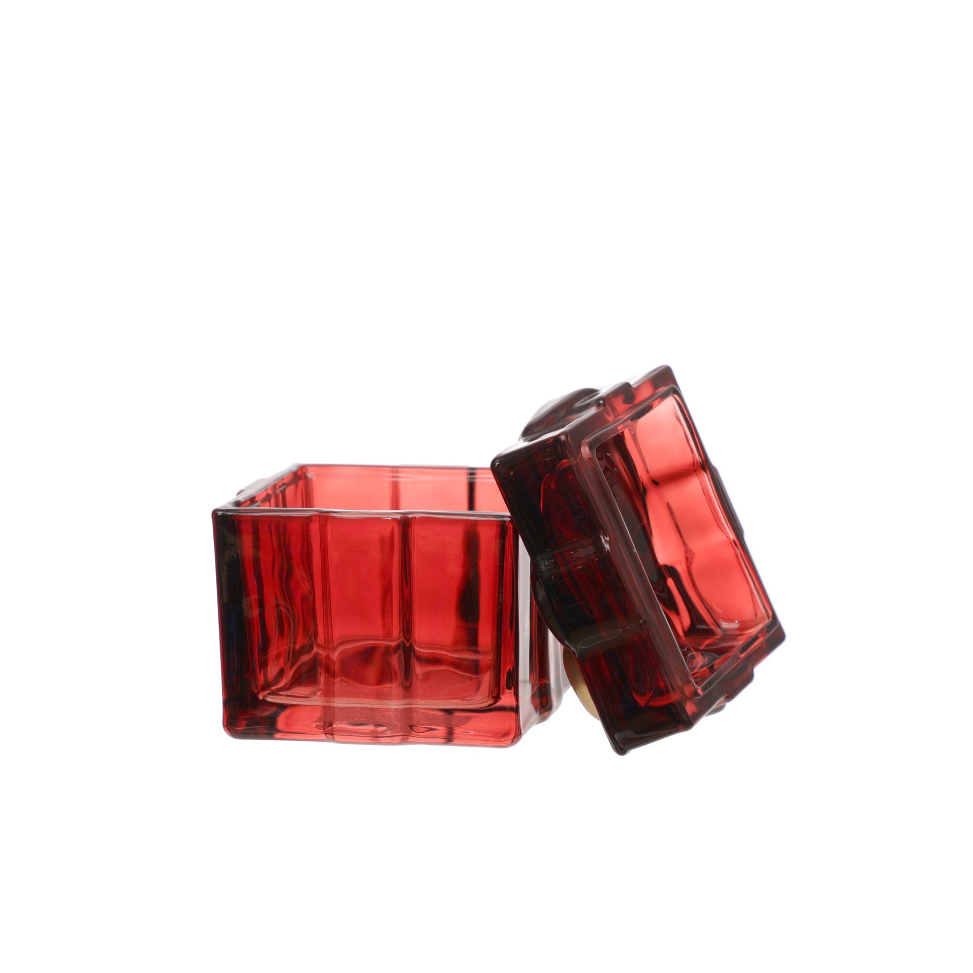 slide 3 of 3, 4.5" Burgundy Gift Box Glass Decorative Container By Ashland, 4.5 in