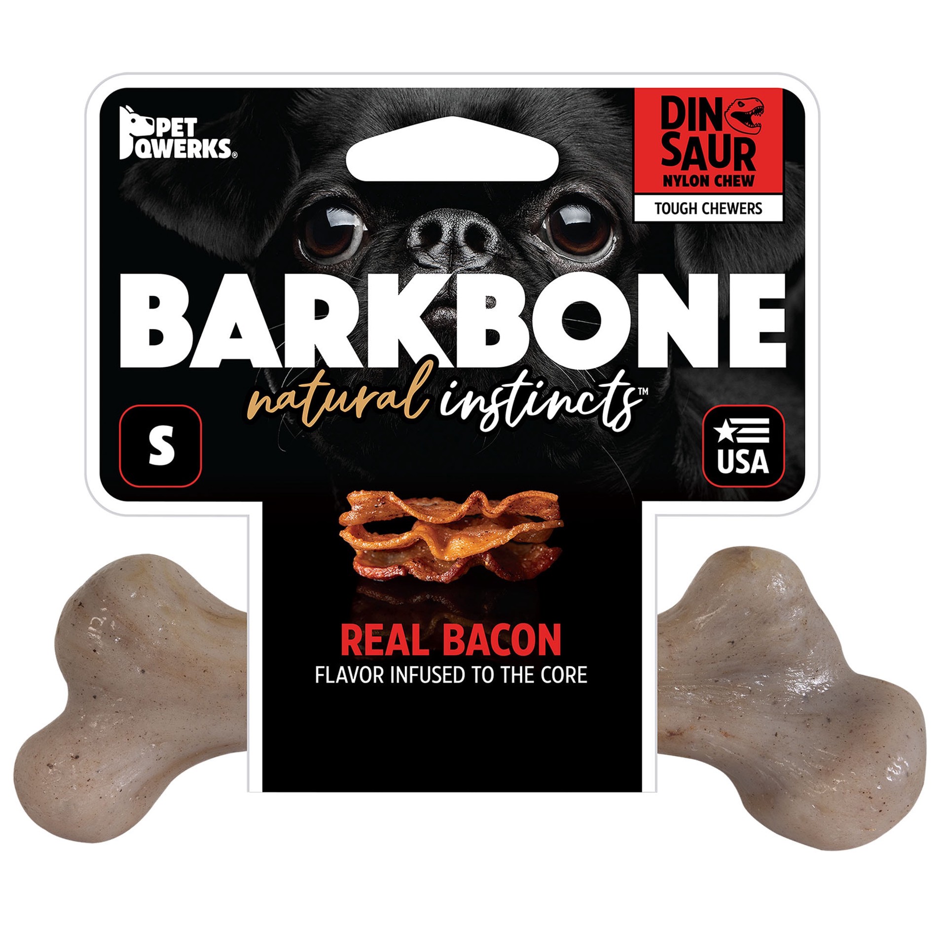 slide 1 of 5, Pet Qwerk Large Bacon Barkbone, 1 ct