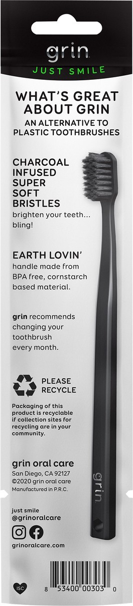 slide 3 of 5, Grin White Charcoal Infused Toothbrush 1 ea, 1 ct