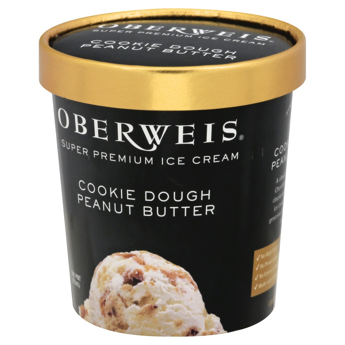 slide 6 of 9, Oberweis Super Premium Cookie Dough Peanut Butter Ice Cream 1 pt, 1 pint
