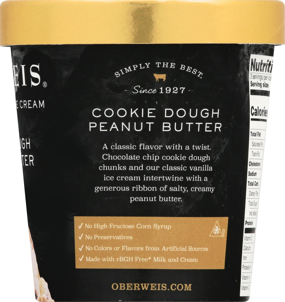 slide 7 of 9, Oberweis Super Premium Cookie Dough Peanut Butter Ice Cream 1 pt, 1 pint
