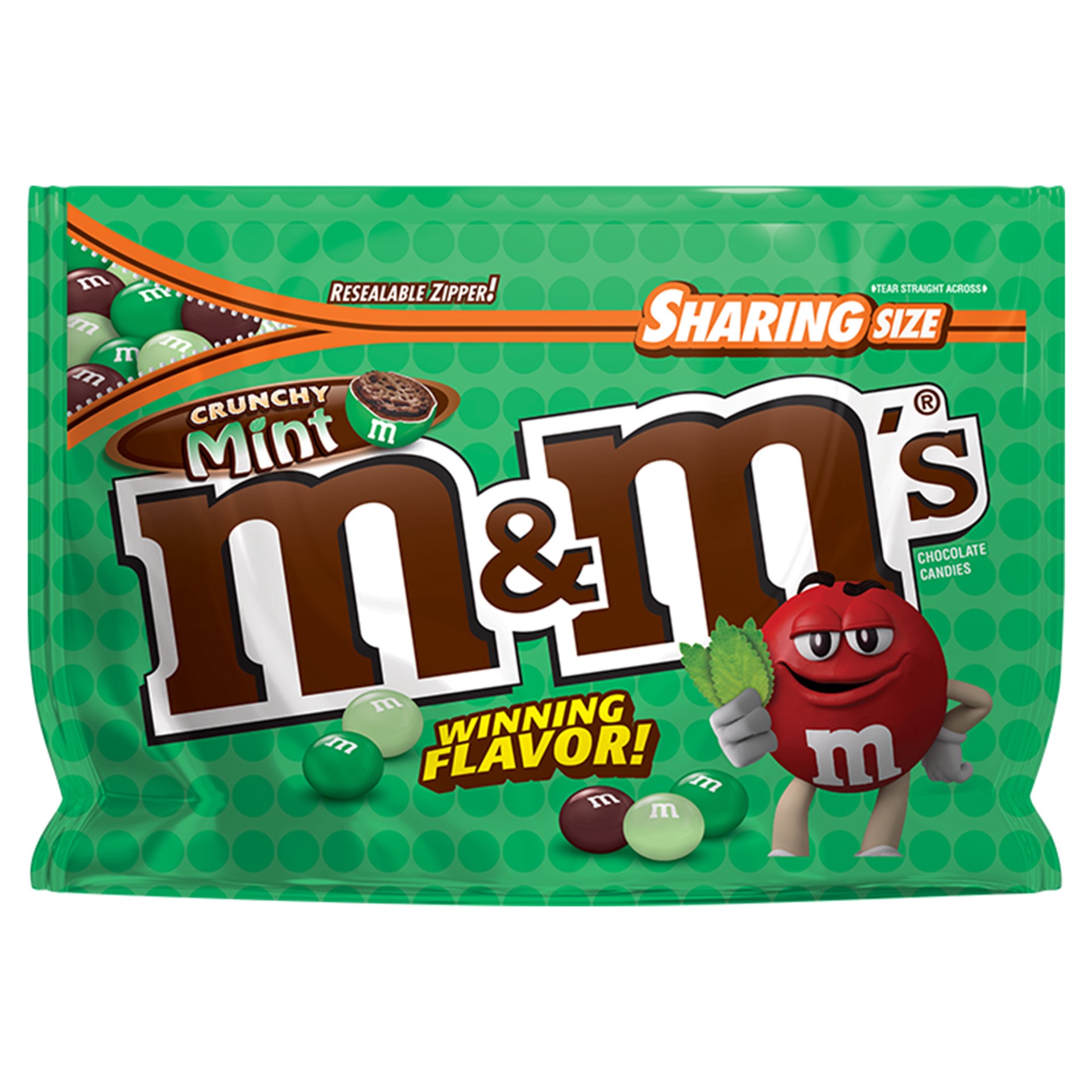 slide 1 of 3, M&M'S Crunchy Mint Pouch Flavor Vote Winner, 8 oz