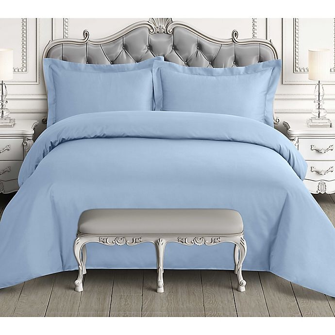 slide 1 of 1, Tribeca Living 600-Thread-Count Queen Duvet Cover Set - Sky Blue, 3 ct