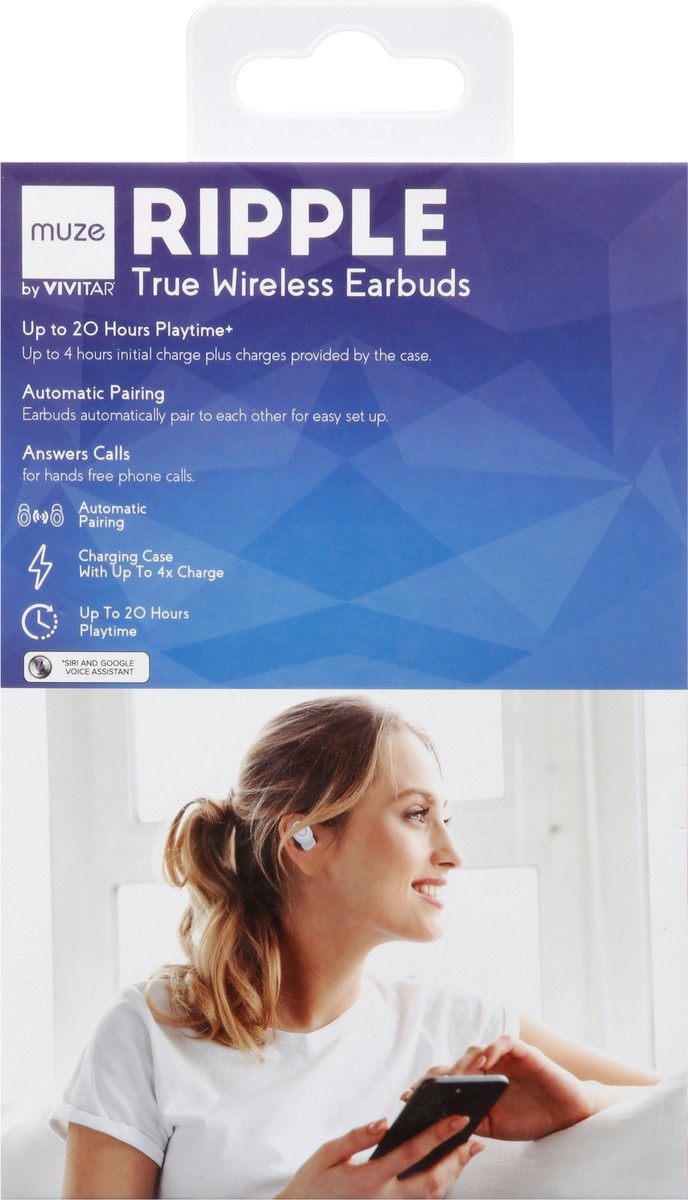 slide 3 of 12, Muze Ripple White True Wireless Earbuds 1 ea, 1 ct