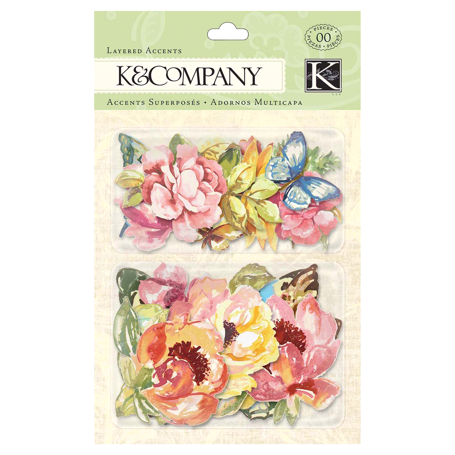 slide 1 of 1, K&Company Watercolor Bouquet Layered Accents, 1 ct