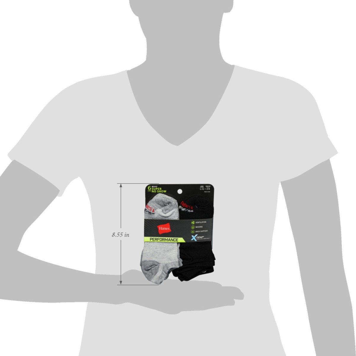 slide 3 of 12, Hanes Boys' Performance Super No Show Socks Large 6 ea, 6 ct