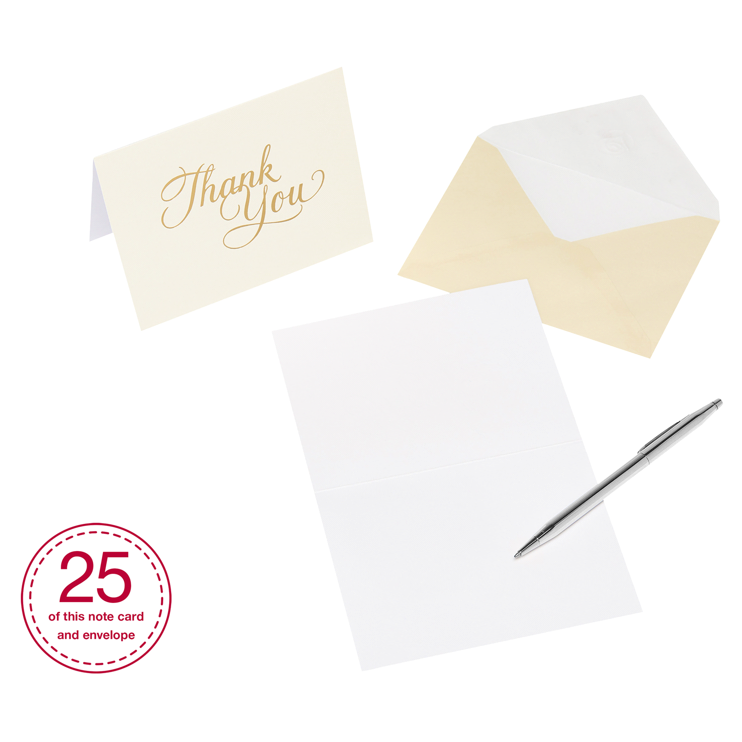 slide 3 of 4, American Greetings Gold and Cream Thank-You Cards and Cream Envelopes, 50 ct