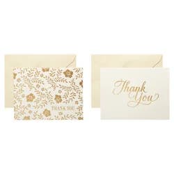 American Greetings Gold and Cream Thank-You Cards and Cream Envelopes