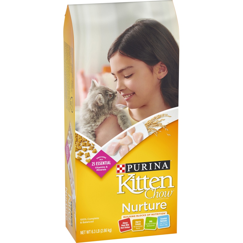 slide 3 of 9, Cat Chow Purina Kitten Chow Nurture with Chicken Complete & Balanced Dry Cat Food - 6.3lbs, 