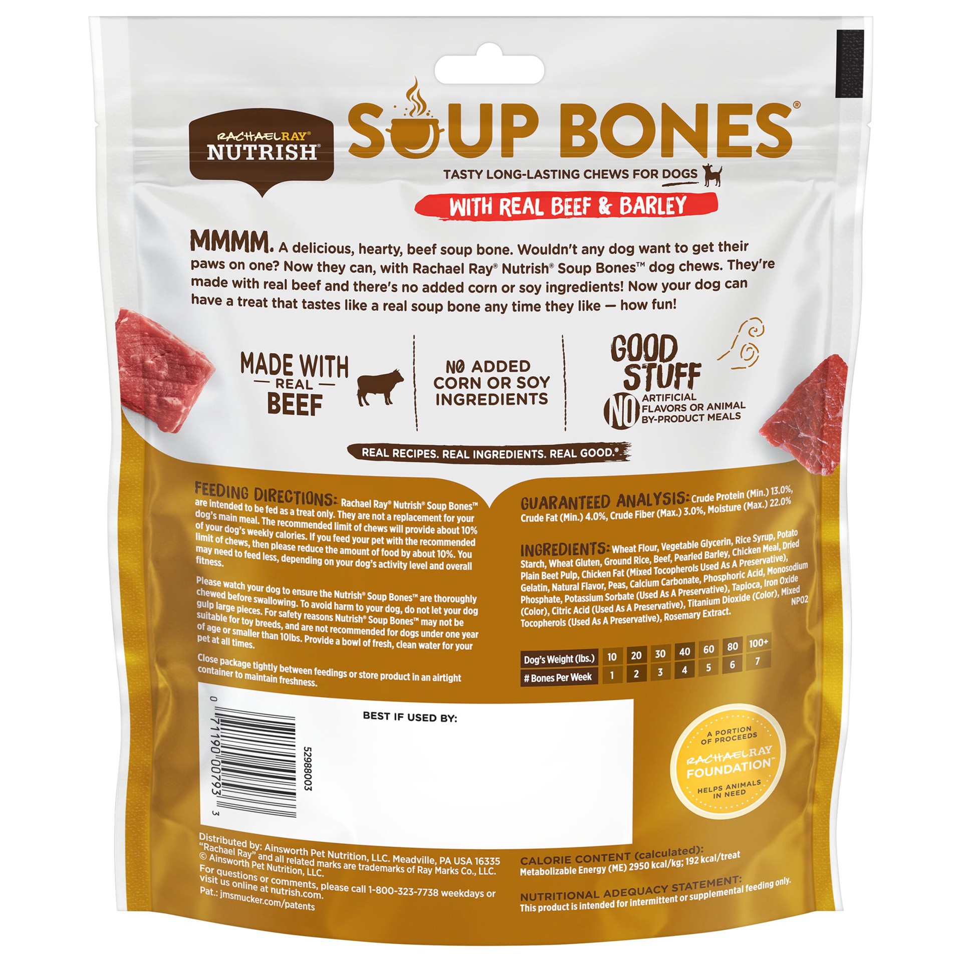 slide 6 of 9, Rachael Ray Nutrish Soup Bones With Real Beef & Barley, 6 Dog Chews, 12.6 oz