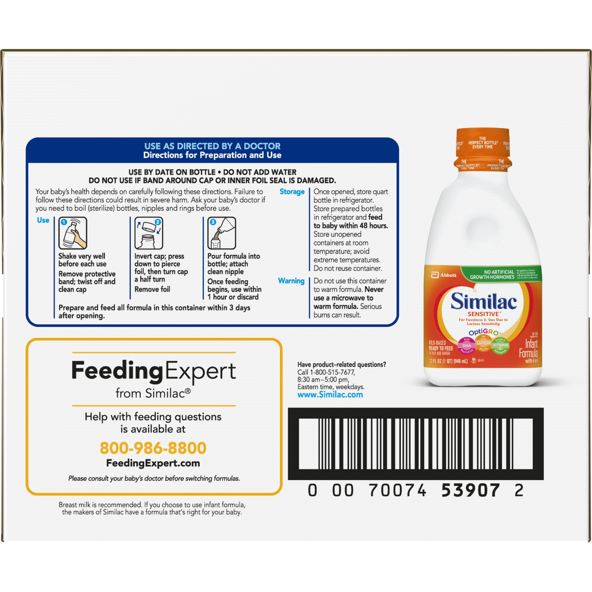 slide 6 of 8, Similac Sensitive Infant Formula, 32 Fl Oz, 32 fl oz