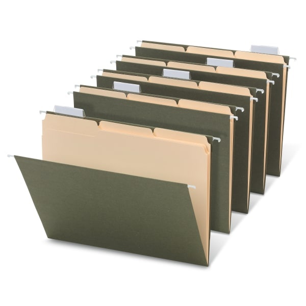 slide 1 of 4, Office Depot Hanging File Folder/File Folder Combo Kit, Letter Size (8-1/2'' X 11''), 3/4'' Expansion, 100% Recycled, Green, 1 ct