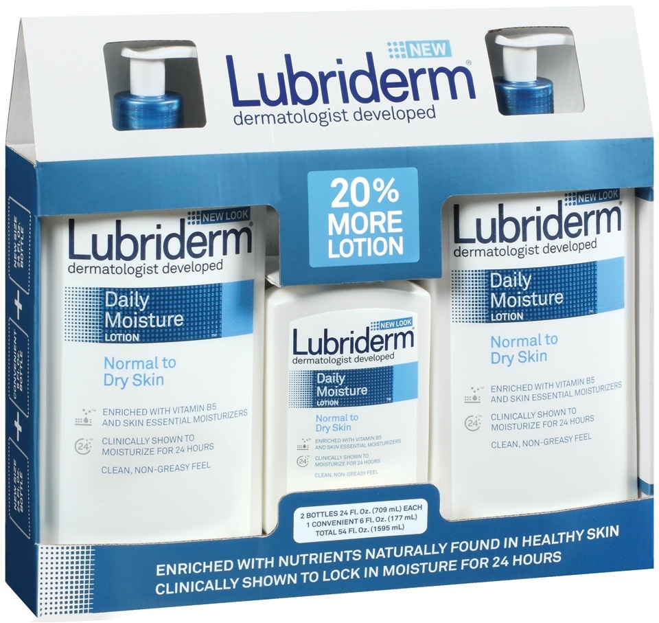 slide 1 of 1, Lubriderm Daily Moisture Lotion plus 6 oz Bonus Bottle, 