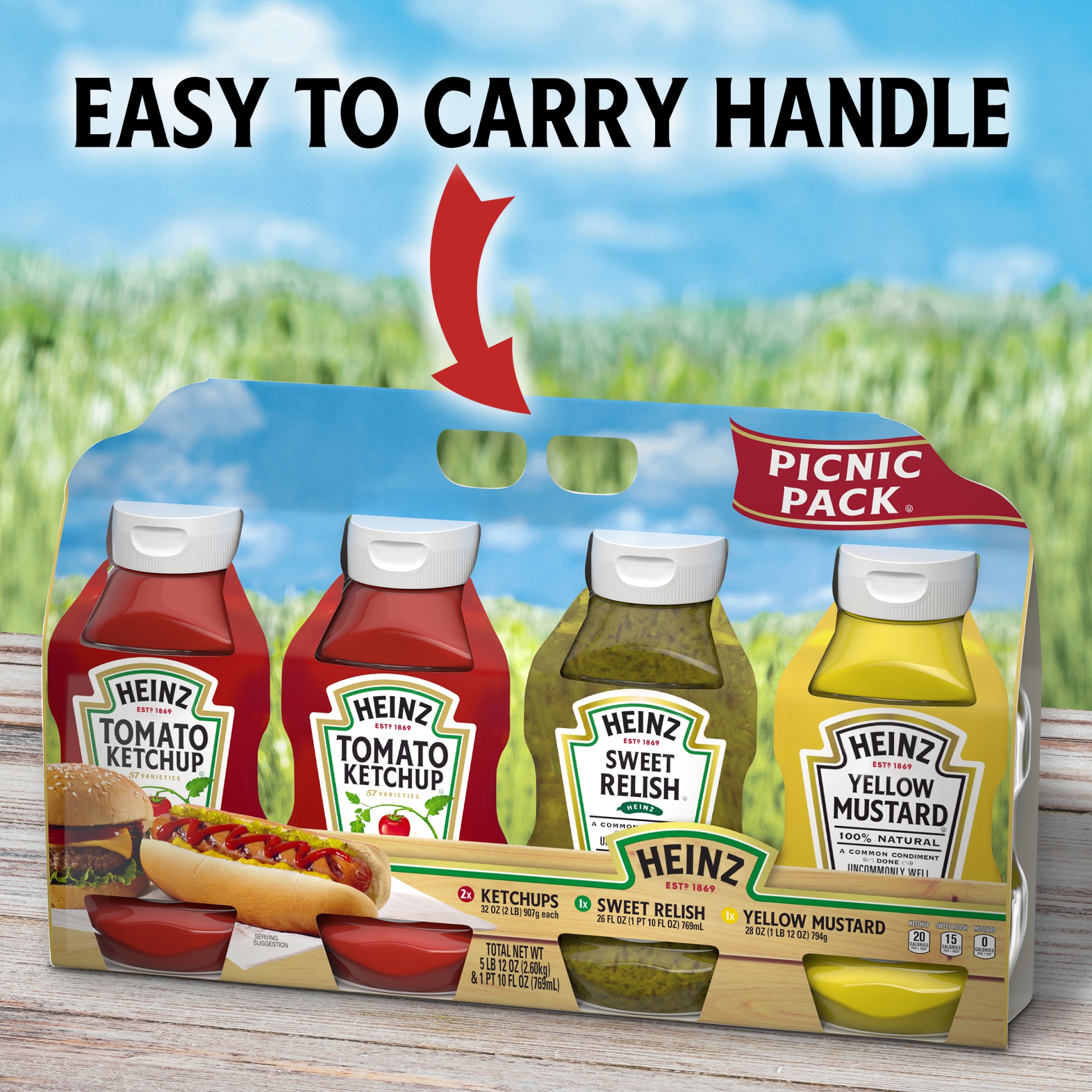 slide 6 of 11, Heinz Ketchup, Sweet Relish & Yellow Mustard Picnic Pack Bottles, 